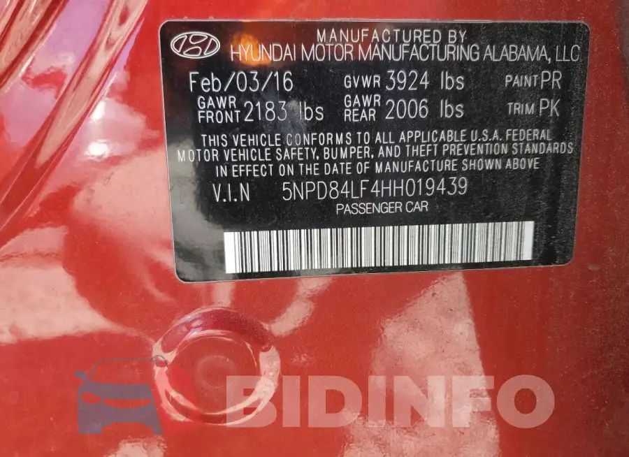5NPD84LF4HH019439 Photo# 13