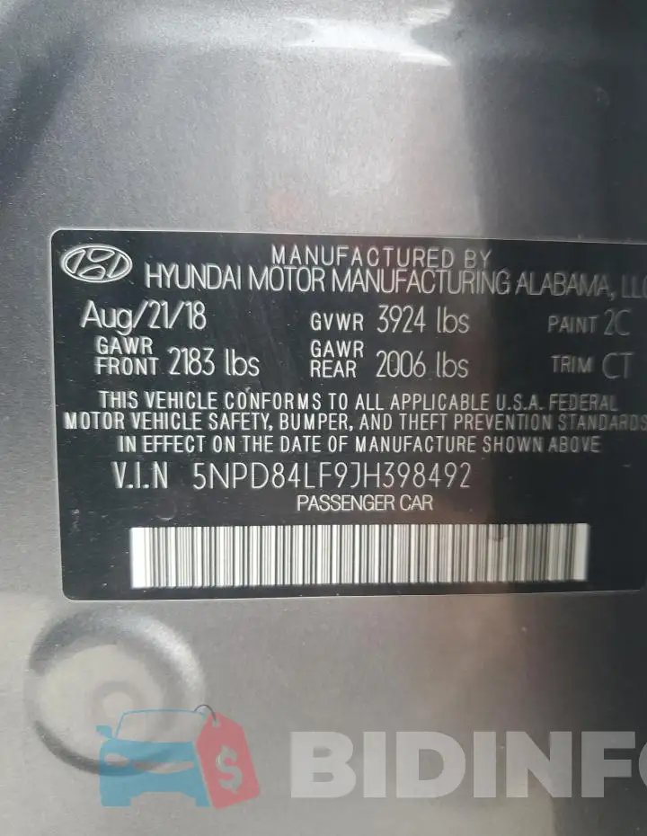 5NPD84LF9JH398492 Photo# 12