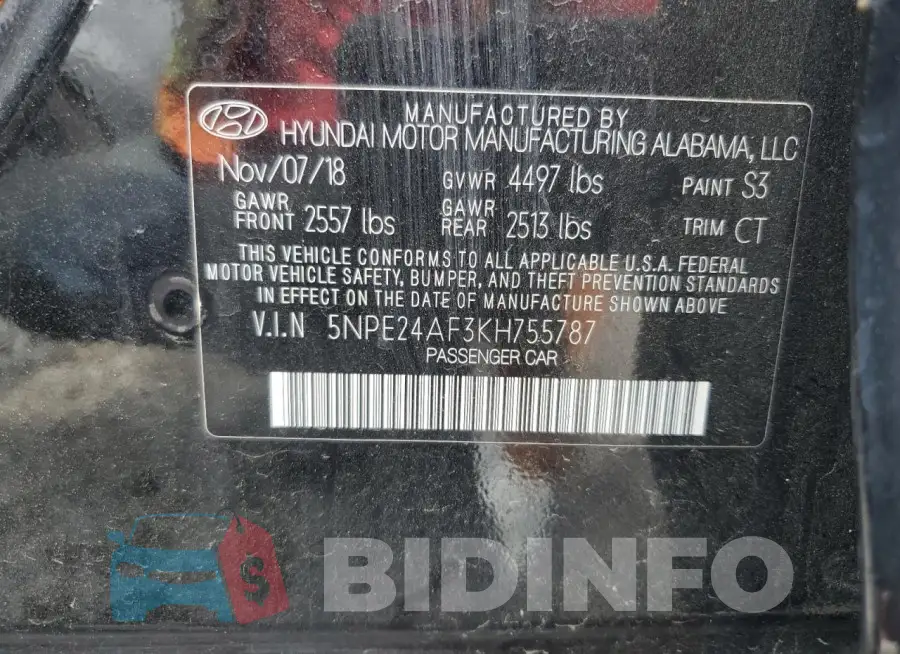 5NPE24AF3KH755787 Photo# 12