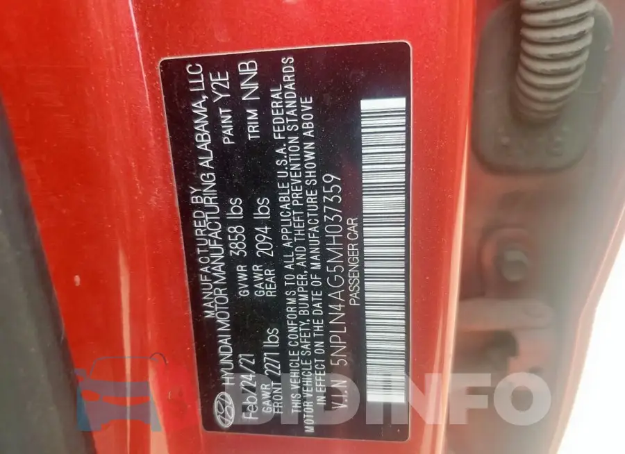 5NPLN4AG5MH037359 Photo# 13