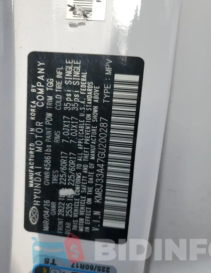 KM8J33A47GU200287 Photo# 14