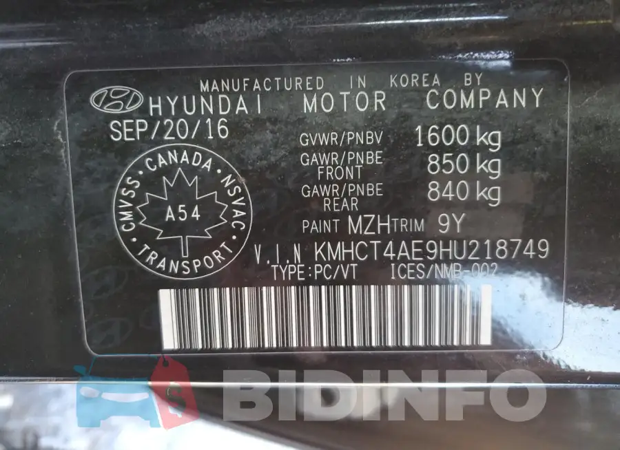 KMHCT4AE9HU218749 Photo# 13