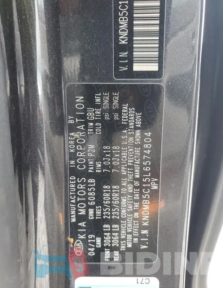 KNDMB5C15L6574804 Photo# 13