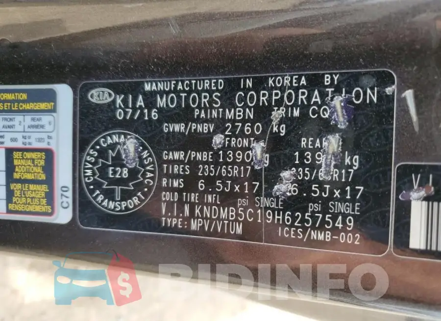 KNDMB5C19H6257549 Photo# 13