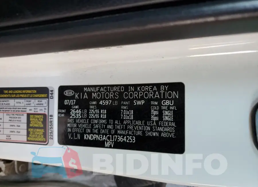 KNDPN3AC1J7364253 Photo# 13