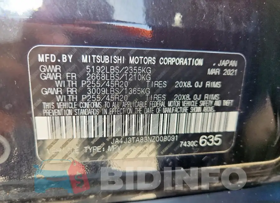 JA4J3TA83NZ008091 Photo# 12