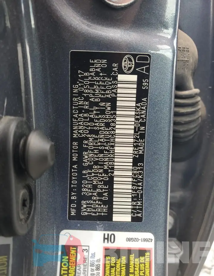 2T1BURHEXHC828351 Photo# 12