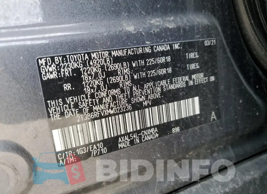 2T3B6RFVXMW023236 Photo# 12