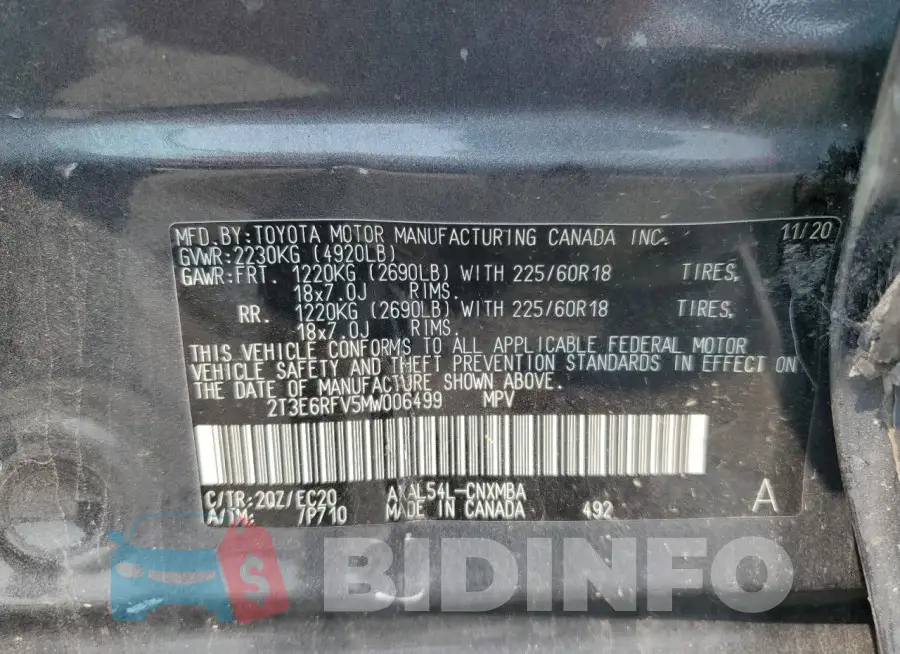 2T3E6RFV5MW006499 Photo# 13
