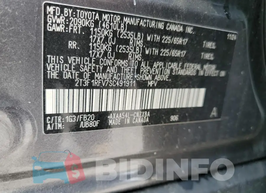 2T3F1RFV7SC491911 Photo# 13