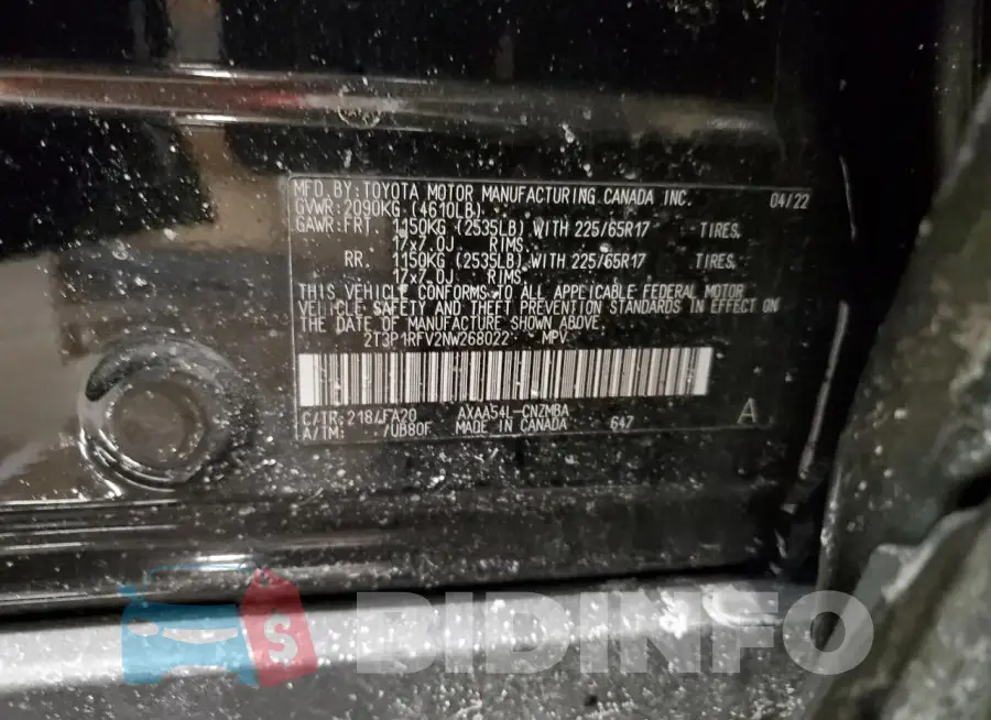2T3P1RFV2NW268022 Photo# 13