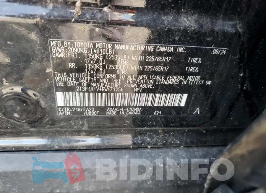 2T3P1RFV4RW471256 Photo# 13