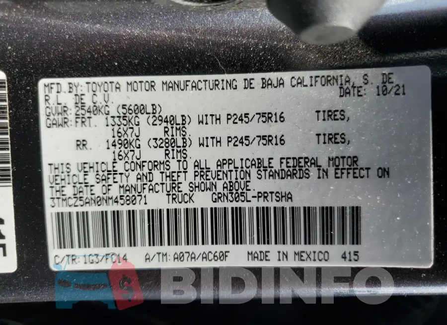 3TMCZ5AN0NM458071 Photo# 13