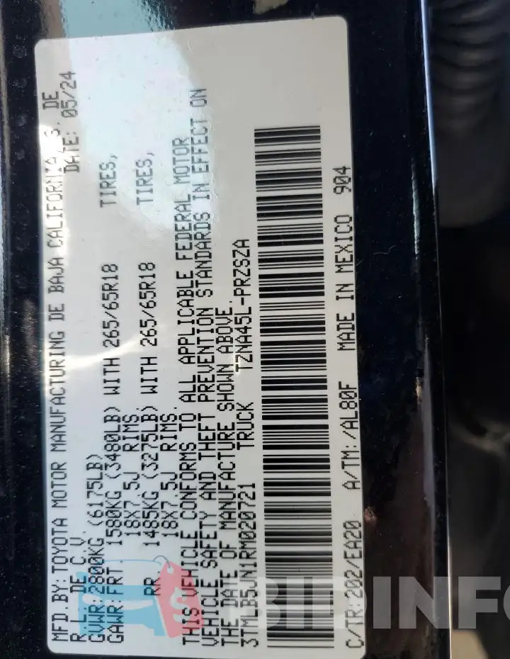 3TMLB5JN1RM020721 Photo# 12