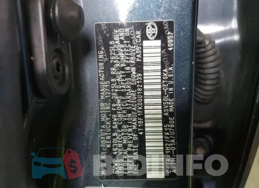 4T1BF1FK0GU182139 Photo# 12