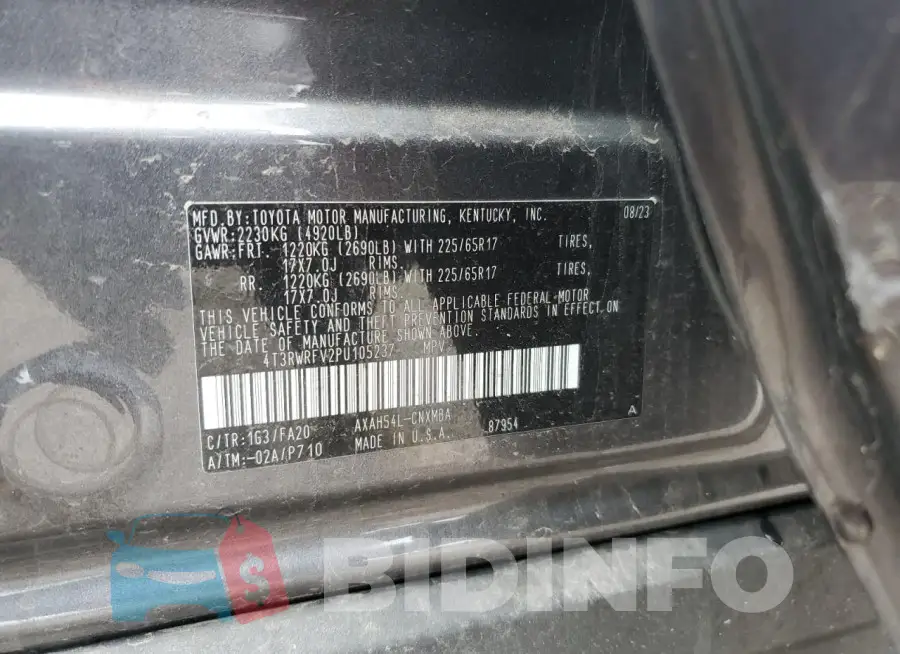 4T3RWRFV2PU105237 Photo# 13