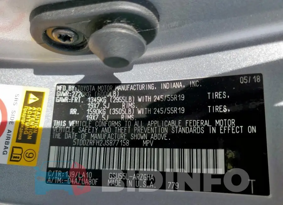 5TDDZRFH2JS877158 Photo# 14