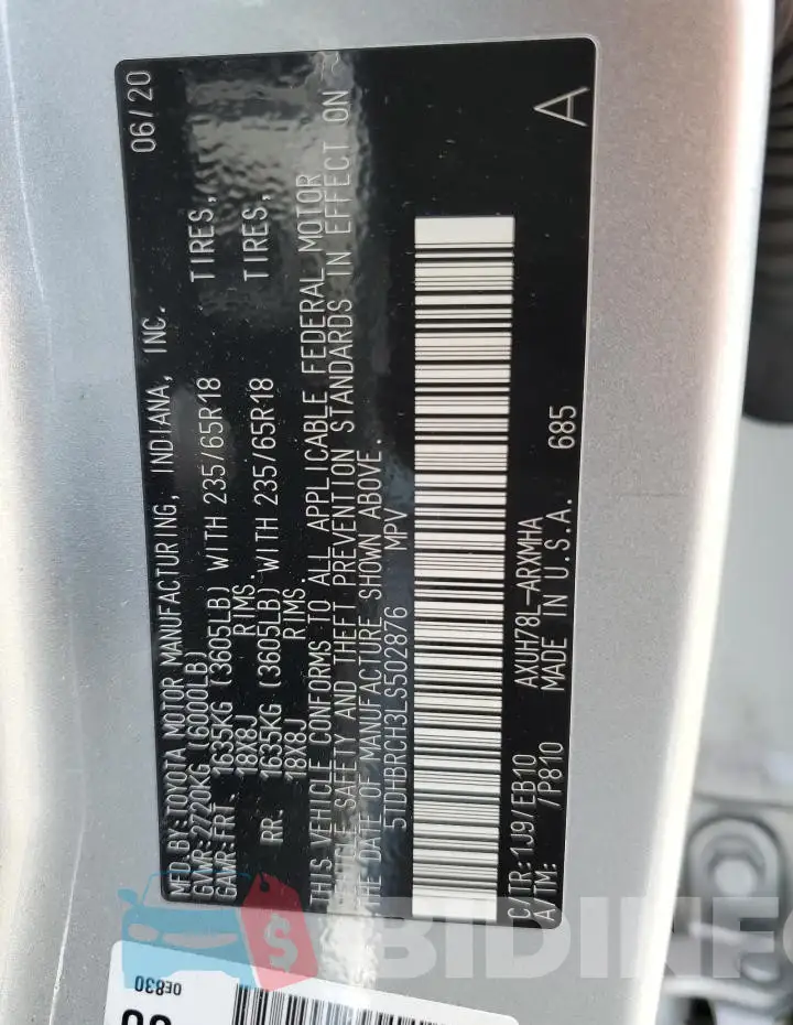 5TDHBRCH3LS502876 Photo# 13