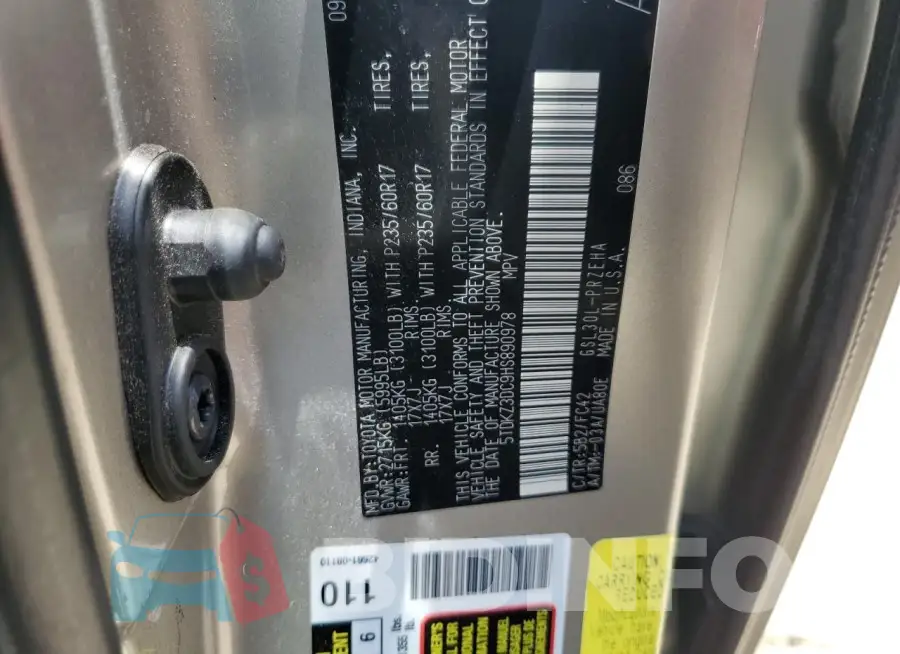 5TDKZ3DC9HS890978 Photo# 14