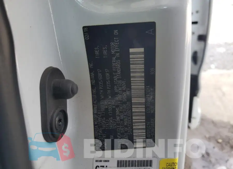 5TDYZ3DCXJS921509 Photo# 12
