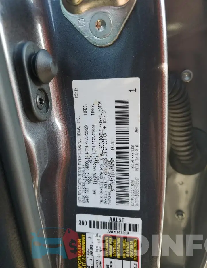 5TFHY5F11KX854787 Photo# 12