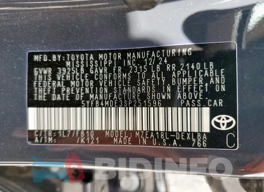 5YFB4MDE3SP251596 Photo# 12