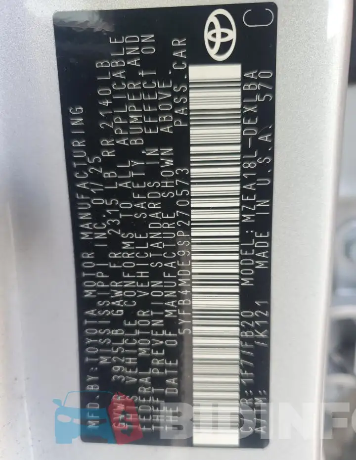 5YFB4MDE9SP270573 Photo# 12