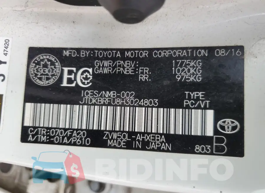 JTDKBRFU8H3024803 Photo# 12