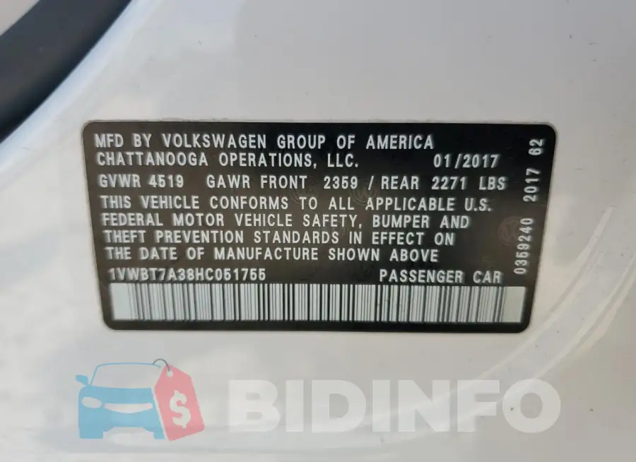 1VWBT7A38HC051755 Photo# 12