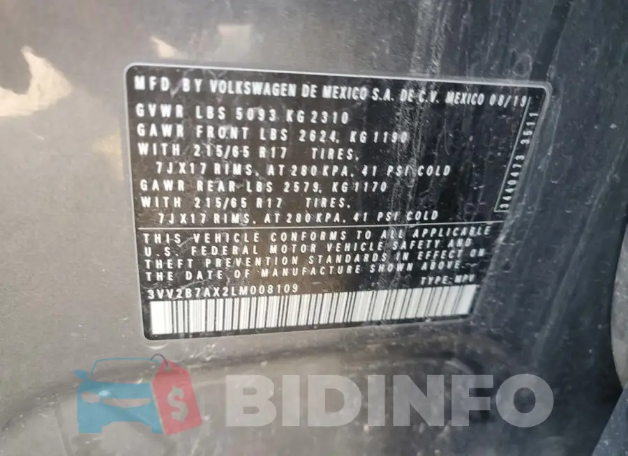 3VV2B7AX2LM008109 Photo# 13