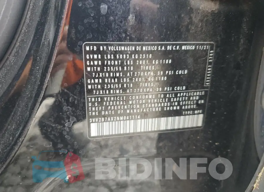 3VV2B7AX2NM041114 Photo# 13