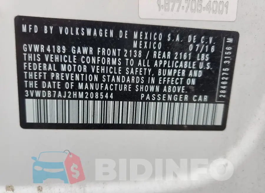 3VWDB7AJ2HM208544 Photo# 12