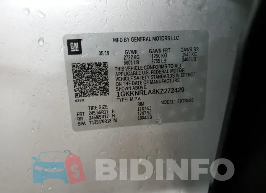 1GKKNRLA8KZ272429 Photo# 13