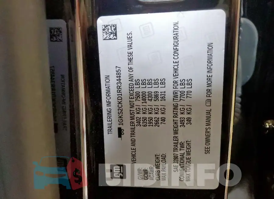 1GKS2CKD1RR344857 Photo# 13