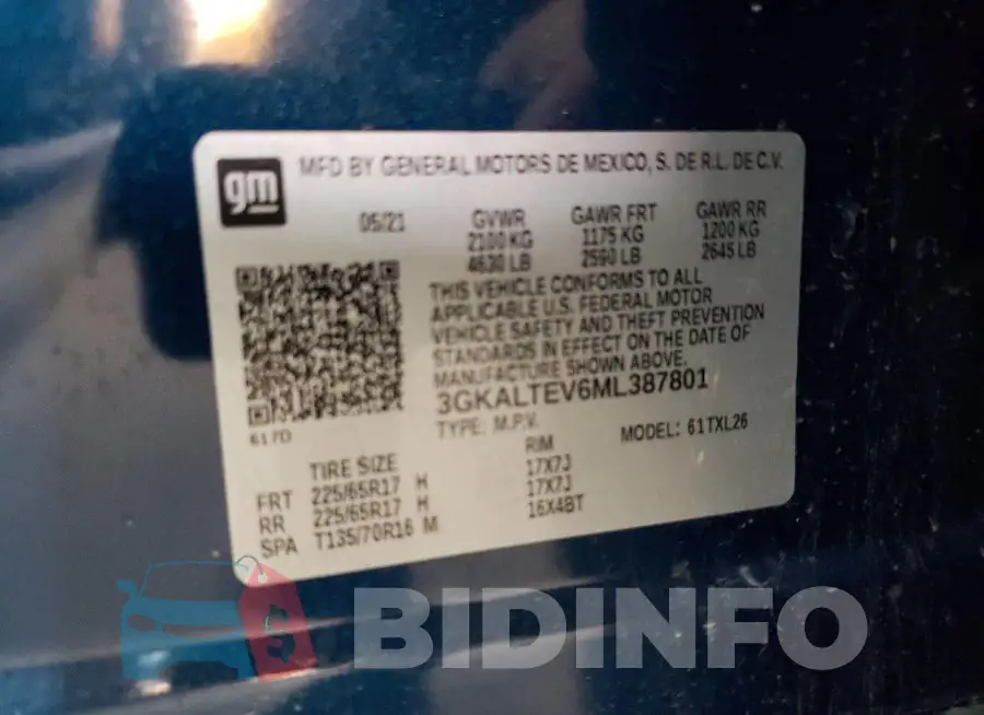 3GKALTEV6ML387801 Photo# 13