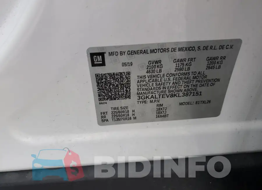 3GKALTEV8KL387151 Photo# 14
