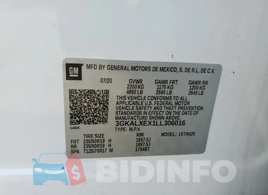 3GKALXEX1LL306016 Photo# 14