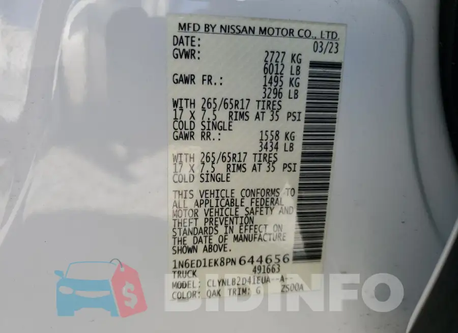 1N6ED1EK8PN644656 Photo# 13