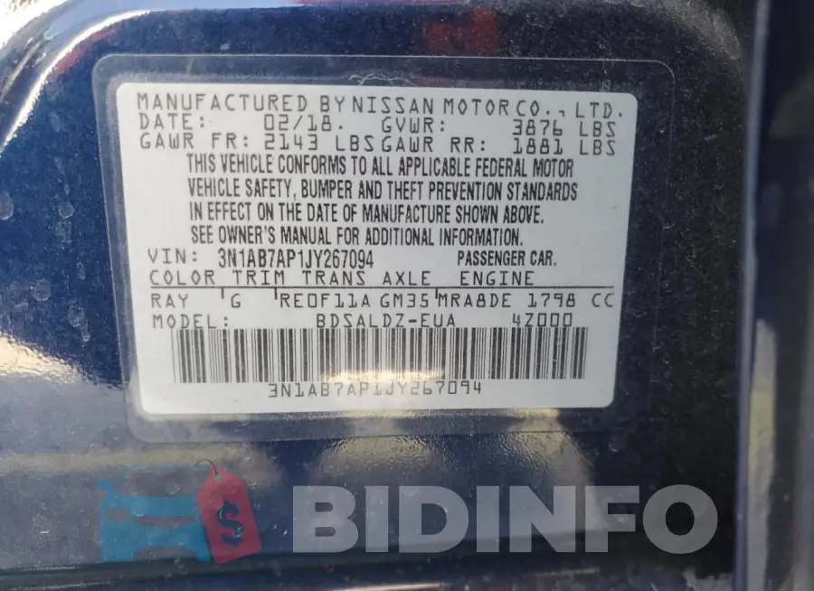 3N1AB7AP1JY267094 Photo# 13
