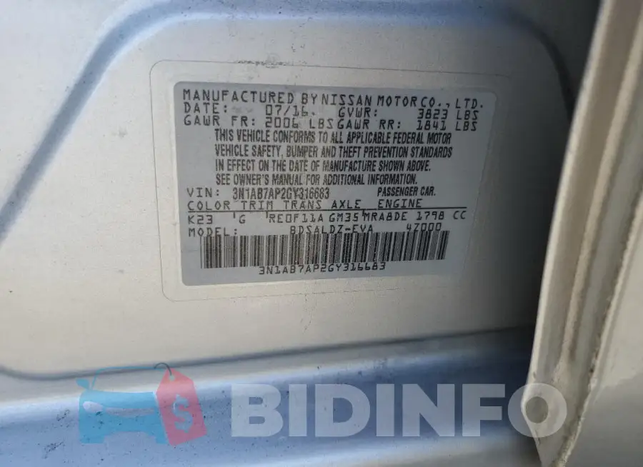 3N1AB7AP2GY316683 Photo# 12