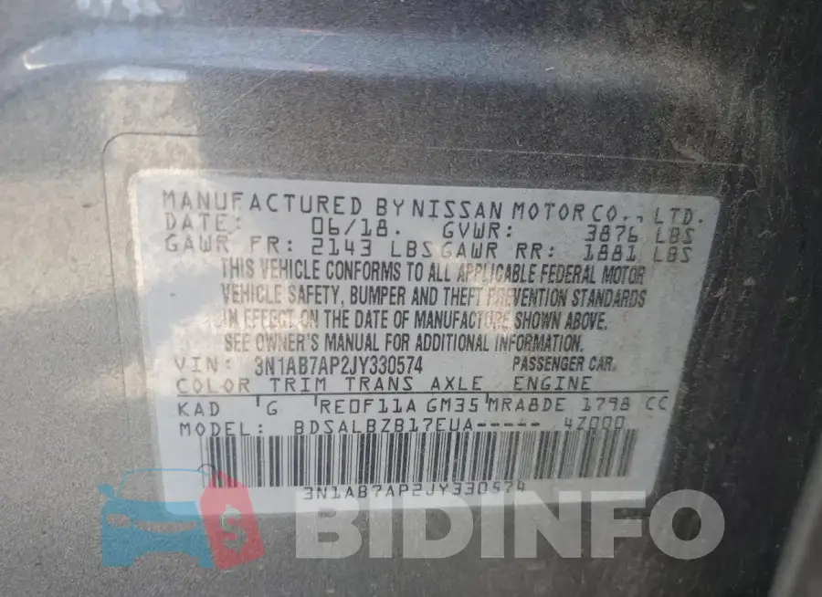 3N1AB7AP2JY330574 Photo# 12