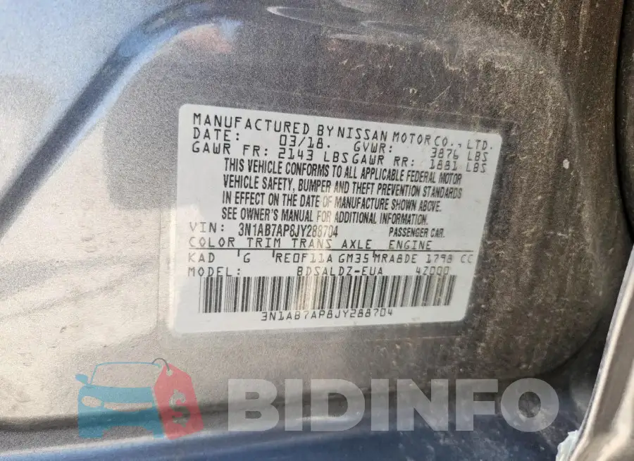 3N1AB7AP8JY288704 Photo# 13