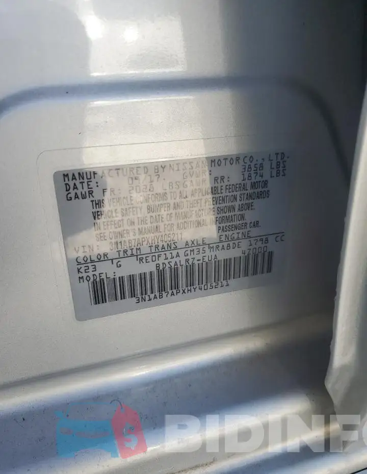 3N1AB7APXHY405211 Photo# 12