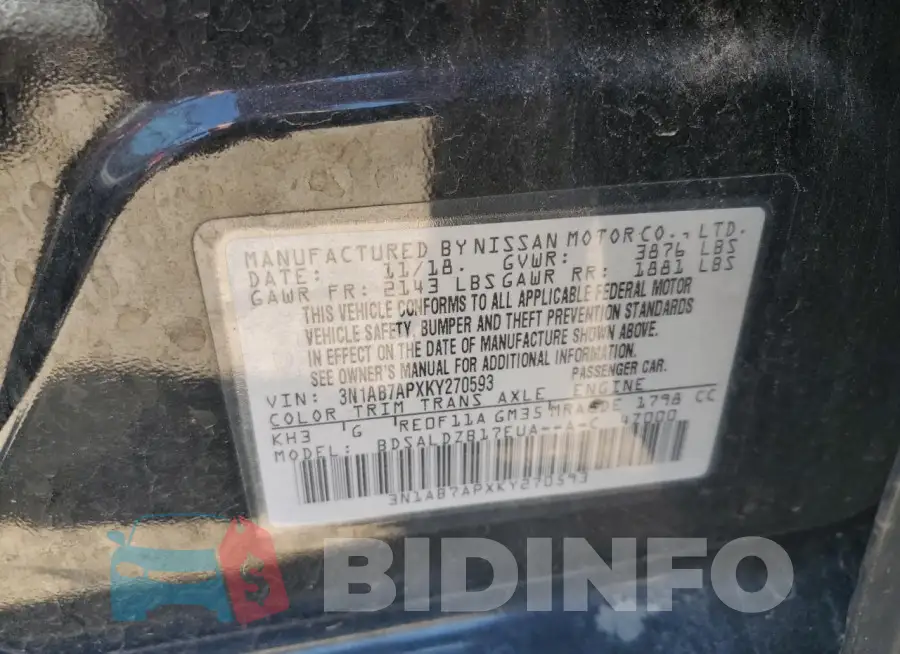 3N1AB7APXKY270593 Photo# 12