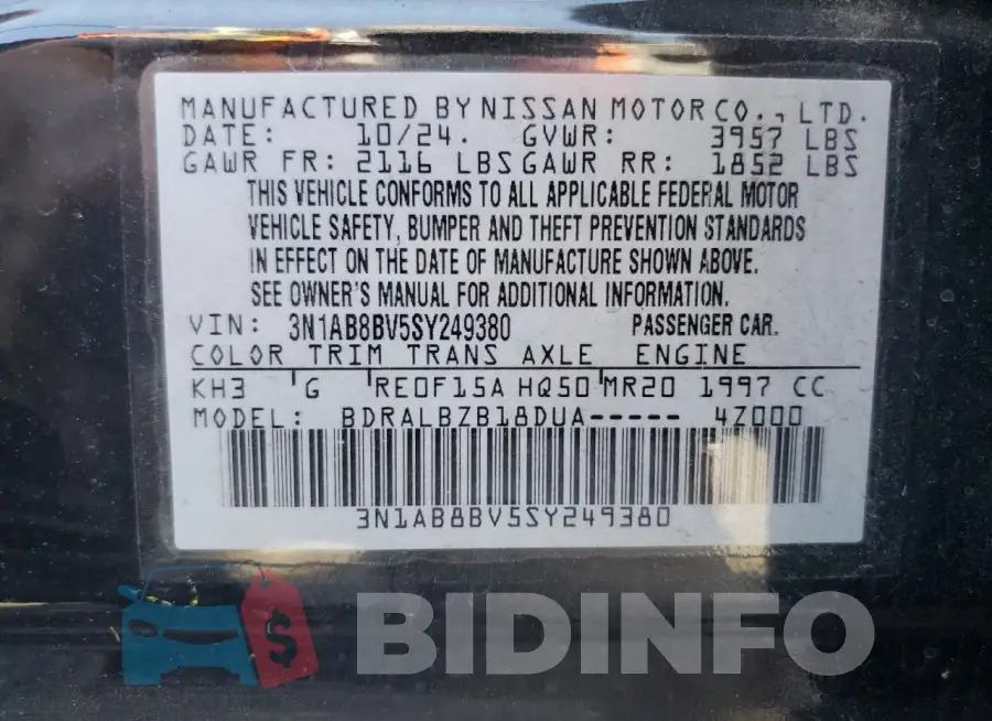 3N1AB8BV5SY249380 Photo# 12