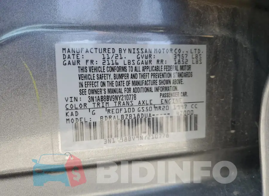 3N1AB8BV9NY210778 Photo# 12