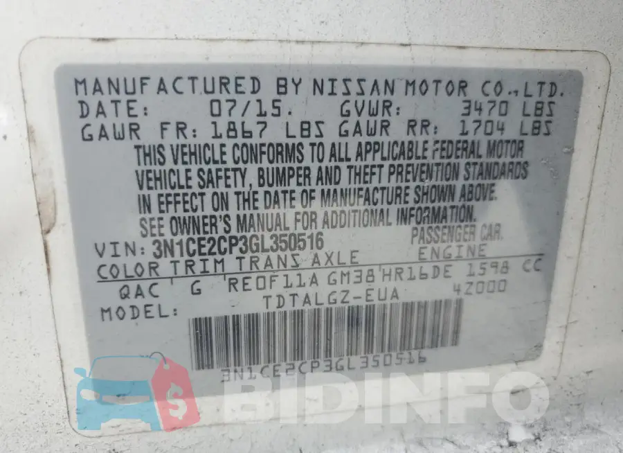 3N1CE2CP3GL350516 Photo# 12