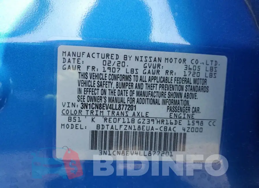 3N1CN8EV4LL877201 Photo# 12