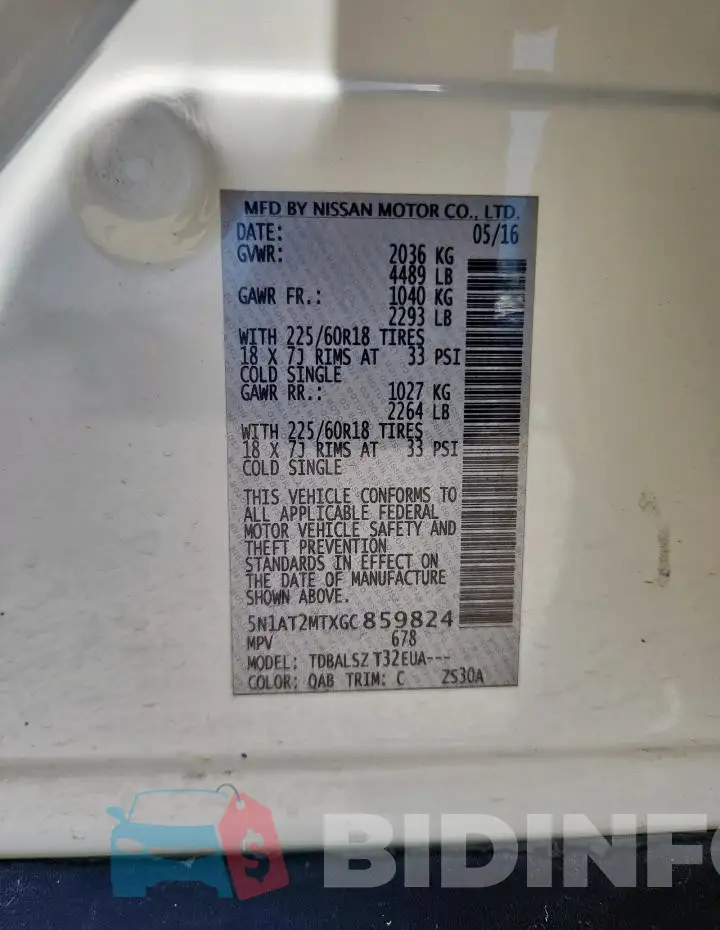 5N1AT2MTXGC859824 Photo# 13
