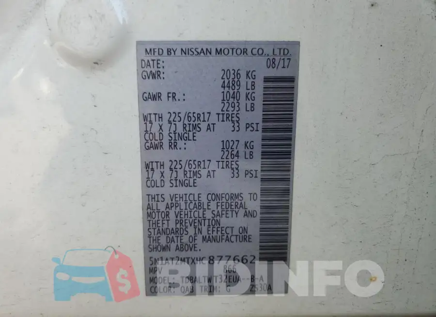 5N1AT2MTXHC877662 Photo# 13